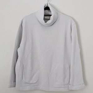 Wrap London Boxy Ice Gray Long Sleeve Funnel Neck Pullover Sweatshirt Women US 8